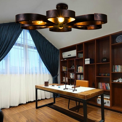 Industrial Flower 6 Lights Vintage Suspension Chandelier Pendant Light for Living Room