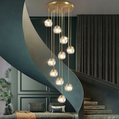 Modern Style Multi Light Pendant 10 Head Multi-Light Pendant Light for Stairs Living Room Dining Hall