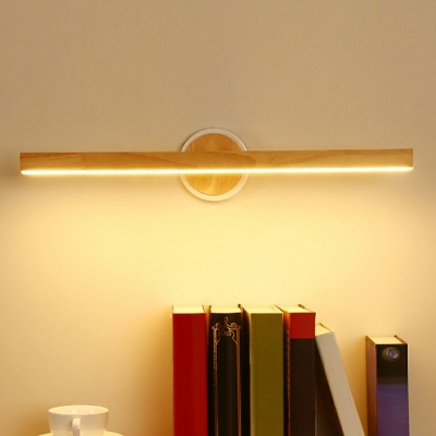 Nordic Minimalist Wooden Line LED Wall Light Decorated in Dressing Table and Bookstore