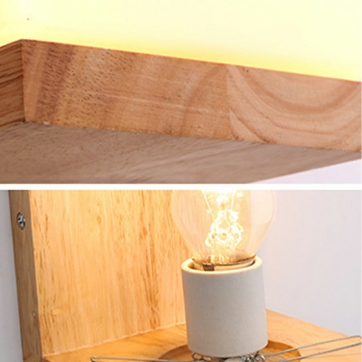 Simple Wooden Geometry Warm Wall Sconce Light for Bedroom Study and Aisle