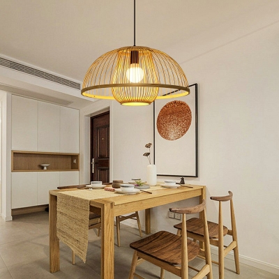 Southeast Asia Style Hanging Light Hand-made Braided Bamboo LED Pendant Light for Homestay