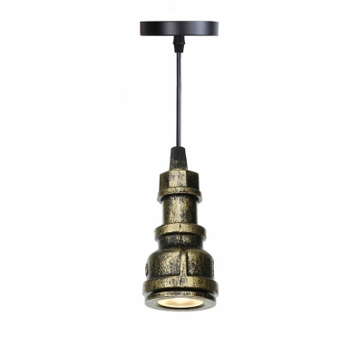 1-Light Suspension Light Antiqued Style Bare Bulb Shape Metal Hanging Ceiling Light