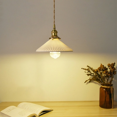 1 Light Umbrella Shade Pendant Light Modern Style Ceramics Hanging Light for Dinning Room