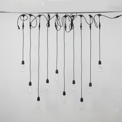 10 Lights Swag Pendant Light Suspended Cord Industrial Metal Pendant Light