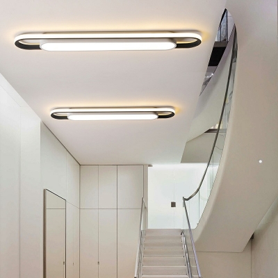 2-Light Flush Mount Lamp Modern Style Oval Shape Metal Ceiling Mounted Fixture