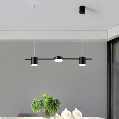 Black 3 Lights Chandelier Light Fixture LED Minimalism Island Pendant Lights for Dinning Room
