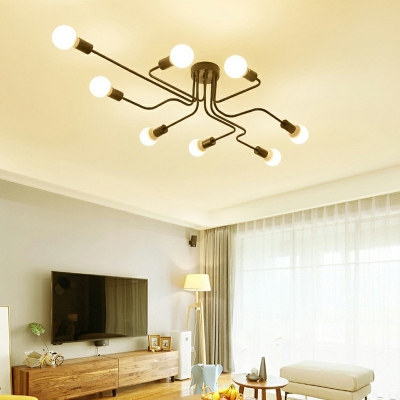 Industrial Ceiling Mounted Fixture 8 Light Flush Ceiling Light for Bedroom Dining Room