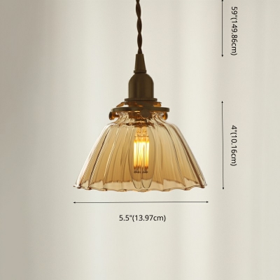 Industrial Ribbed Glass Pendant Lamp Cone  Pendant Light for Living Room