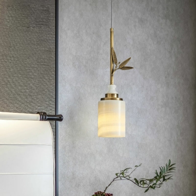 Modern Style LED Pendant Light Chinese Style Stone Metal Hanging Light for Bedside