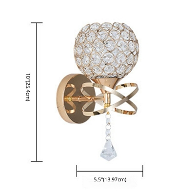 Modern Style LED Wall Sconce Nordic Style Crystal Metal Globe Wall Light for Bedside