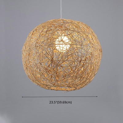 Rattan Globe LED Hanging Light Southeast Asia Style Pendant Light for Dinning Room
