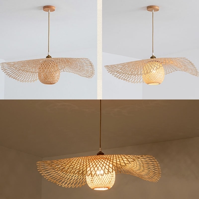 Southeast Asia LED Pendant Light Modern Style Hand-made Bamboo Hanging Light for Restaurant