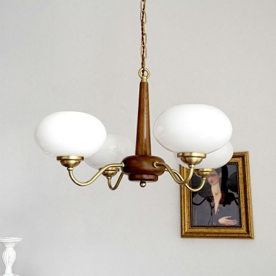 Traditional Chandelier Lighting Fixtures 4 Lights Wood and Metal Elegant Hanging Chandelier for Living Room