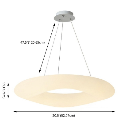 White Acrylic Round Pendants Lights Modern 1 Light LED Living Room Minimalist Hanging Lamp
