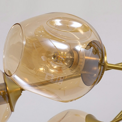 12 Lights Sputnik Shade Hanging Light Modern Style Glass Pendant Light for Living Room