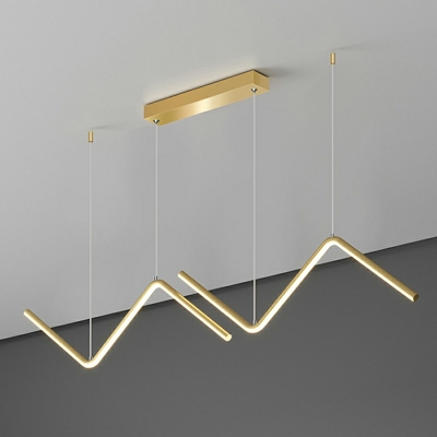 2-Light Hanging Lamp Kit Modern Style Linear Shape Metal Chandelier Light
