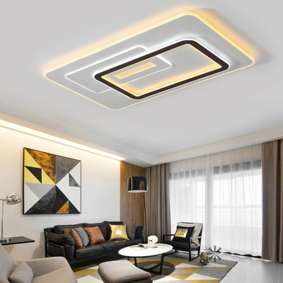 3-Light Flush Mount Fixture Modern Style Rectangle Shape Metal Close to Ceiling Lighting