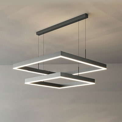 3 Lights Squared Shade Hanging Light Modern Style Acrylic Pendant Light for Dining Room