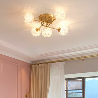 5 Lights LED Flushmount Light Nordic Style Metal Crystal Celling Light for Bedroom