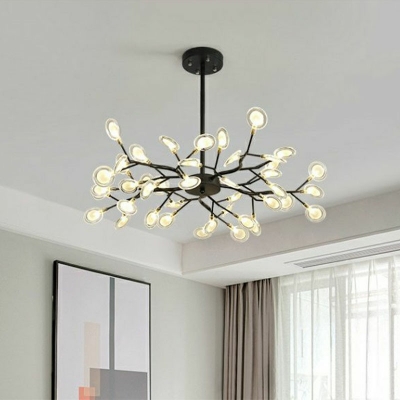 54-Light  Firefly Chandelier Modern Style Wrought Glass Lighting for  Living Room