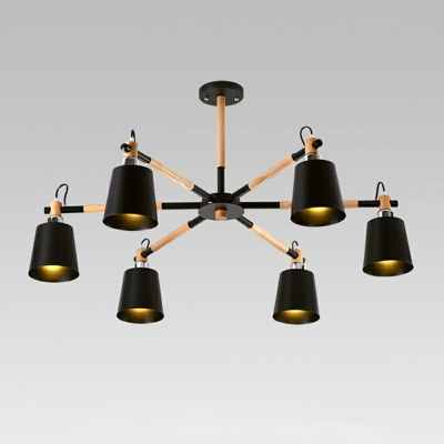6-Light Chandelier Light Fixture Modern Style Cone Shape Metal Hanging Lamp Kit