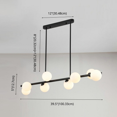 6-Light Island Lighting Modern Style Peas Shape White Glass Pendant Lighting