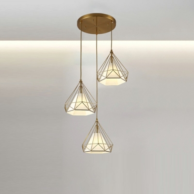 Contemporary Prism Cage Hanging Light Fixture Forged Iron Pendant Lamp