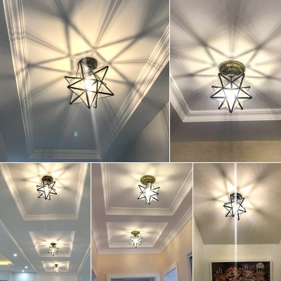 Creative Colonial Style Glass Ceiling Light for Hotel Hallway and Dinning Room