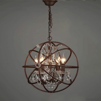 Globe Industrial Flush Mount Chandelier Vintage Iron Living Room Hanging Pendant Lights