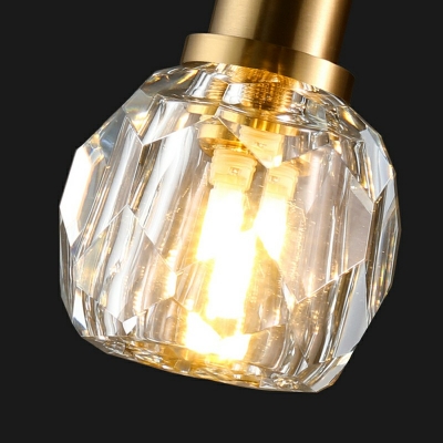 Globe Shade Pendant Light Modern Clear Crystal Glass Armed Brass Wall Mounted Lights for Bedroom
