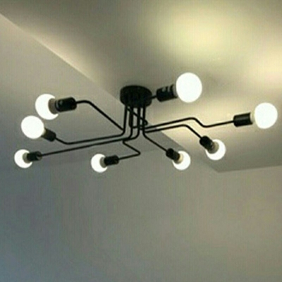 Industrial Style Flush Ceiling Light 8 Light Ceiling Light for  Bedroom Dining Room
