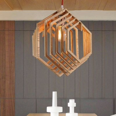 Modern Simple Hanging Pendant Light Wood Suspension Pendant Light for Living Room Bedroom