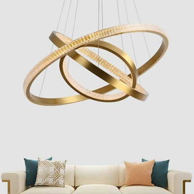 Modern Style LED Chandelier Light 3 Lights Nordic Style Metal Acrylic Circle Pendant Light for Living Room