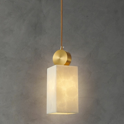 Modern Style LED Pendant Light Minimalism Style Square Stone Hanging Light for Bedside