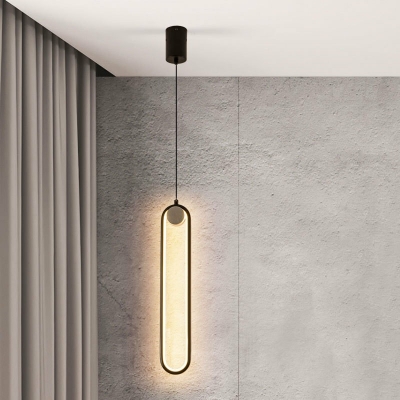 Modern Style LED Pendant Light Nordic Style Oval Metal Acrylic Hanging Light for Bedside