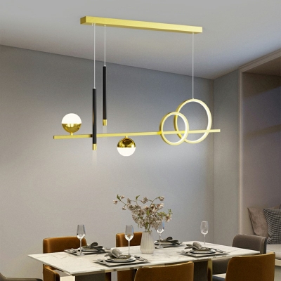 Modern Style Linear Shaped Island Pendant Acrylic 5 Light Island Light for Living Room