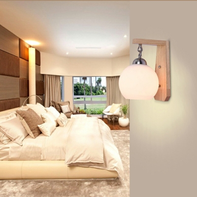 Modern Wall Mounted Lamps Wood Flush Mount Wall Sconce for Bedroom Dining Room