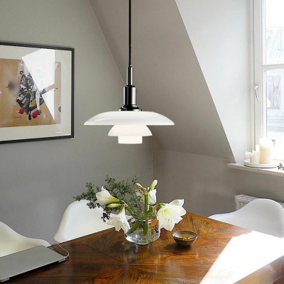 Nordic Style Glass Pendant Light Multi-Layer LED Hanging Light for Bedside