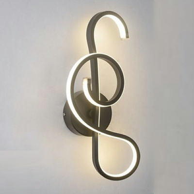 Nordic Style LED Wall Sconce Modern Style Metal Acrylic Music Shaped Wall Light for Stairs