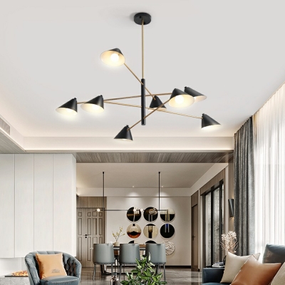 Postmodern Hanging Lights 8 Head Metal Chandelier for Living Room Bedroom