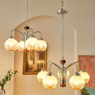 Sliver Traditional Chandelier Lighting Fixtures Vintage 4 Lights Living Room Glass Ceiling Chandelier