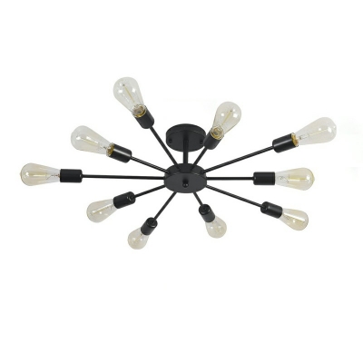 10-Light Sockets Chandelier Modern Style Exposed Shape Metal Drop Lamp