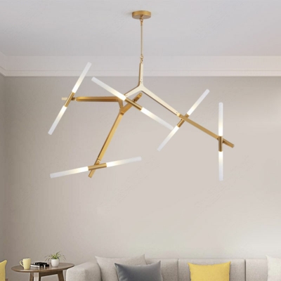 10 Lights LED Pendant Light Modern Style Metal Glass Chandelier Light for Living Room