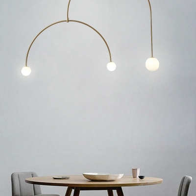 3-Light Hanging Chandelier Modern Style Curved Shape Metal Pendant Lighting Fixtures