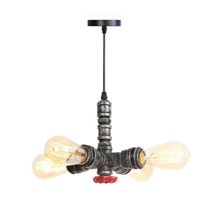4-Light Multiple Hanging Lights ​Industrial-Style Water Pipe Shape Metal Light Fixtures