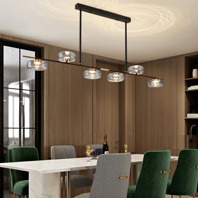 6-Light Island Lighting Modern Style Geometric Shape Glass Hanging Ceiling Lights