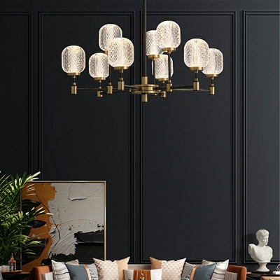9 Lights LED Chandelier Light Modern Style Metal Glass Pendant Light for Bedroom Living Room