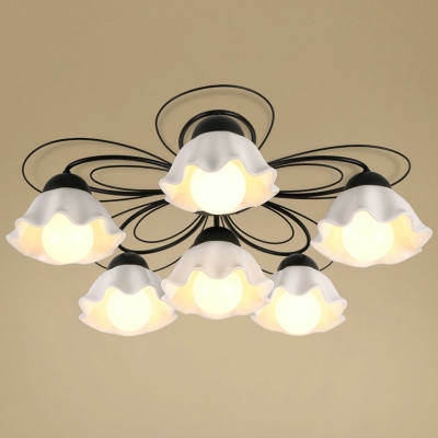 American Retro Country Style Ceiling Light 6 Lights for Hallway and Bedroom