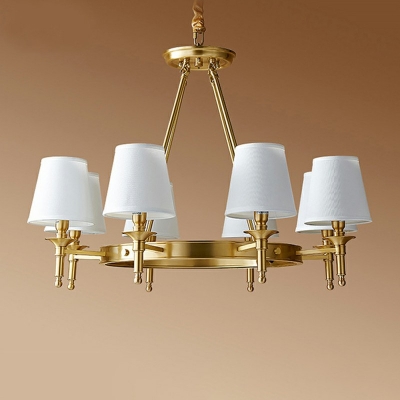 Chandelier Light Fixture 8 Lights Modern Copper Shade Hanging Lamp for Drawing Room