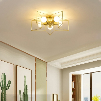 Industrial Style LED Flushmount Light 5 Lights Nordic Style Metal Celling Light for Bedroom